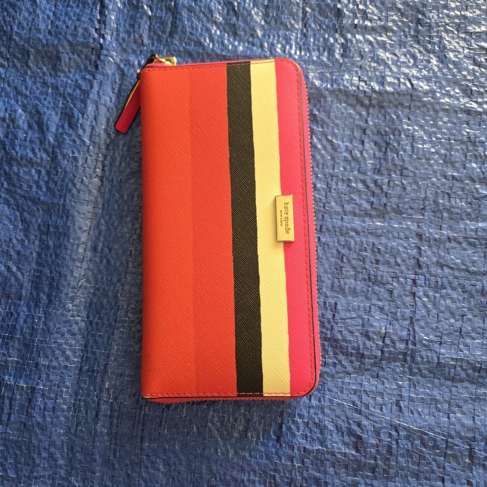 Kate Spade Red and Yellow Striped Wallet